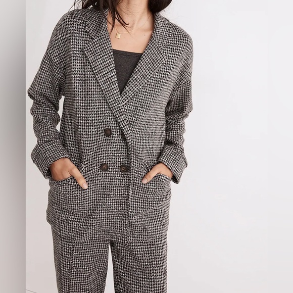 Madewell Brushed Knit Redford Blazer in Houndstooth Check NWT Size Small - Picture 2 of 8